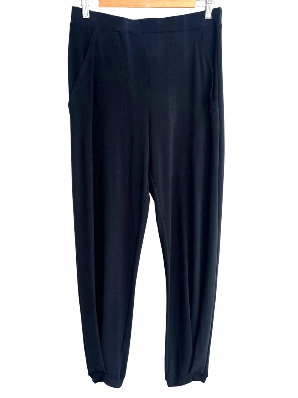 SYMPLI Canada Pull On Black Pants Sz 10 Stretchy Tapered Pleated